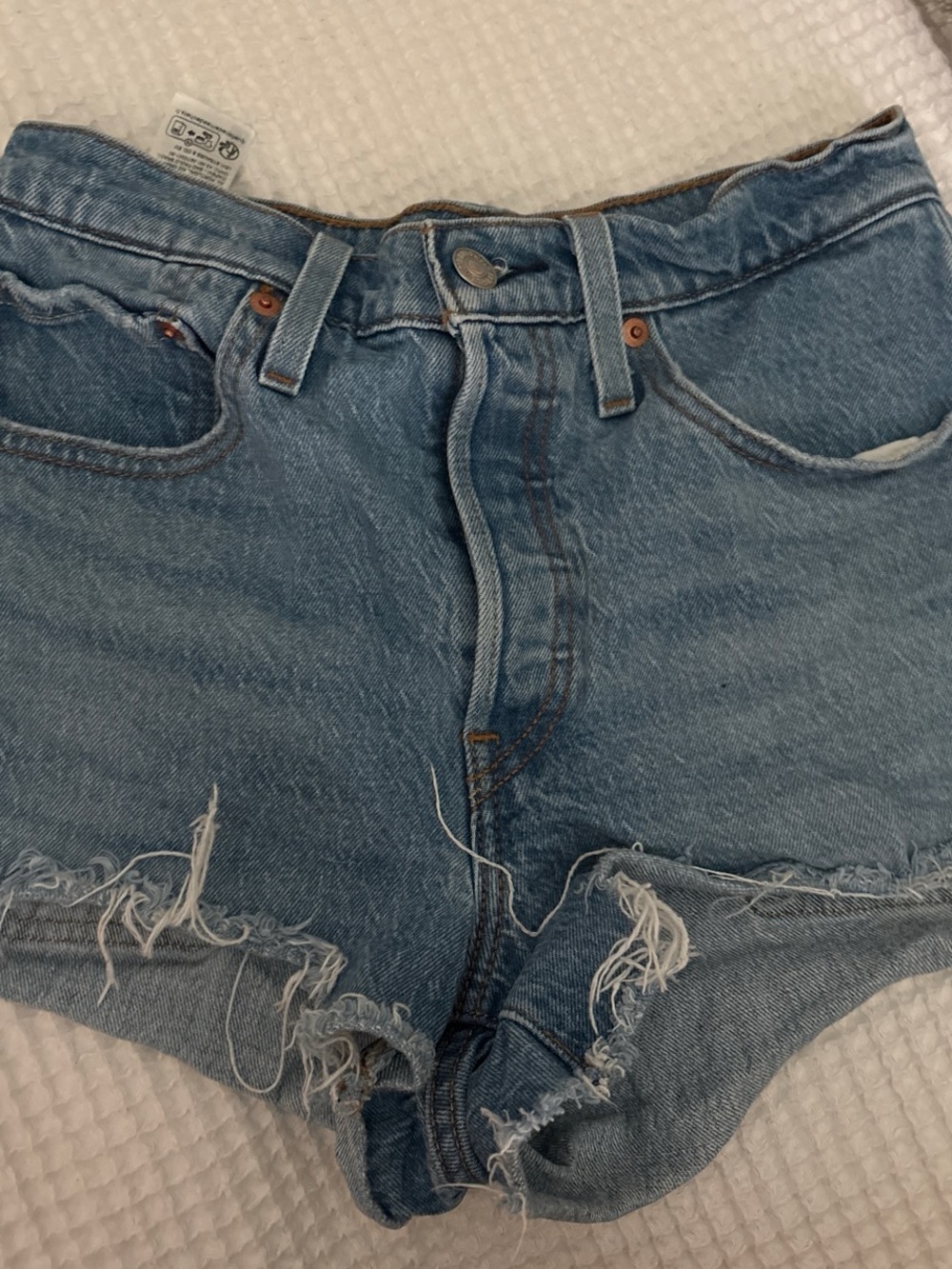 Levi’s 501 High-Waist Distressed Denim Women’s Shorts - Light Blue
